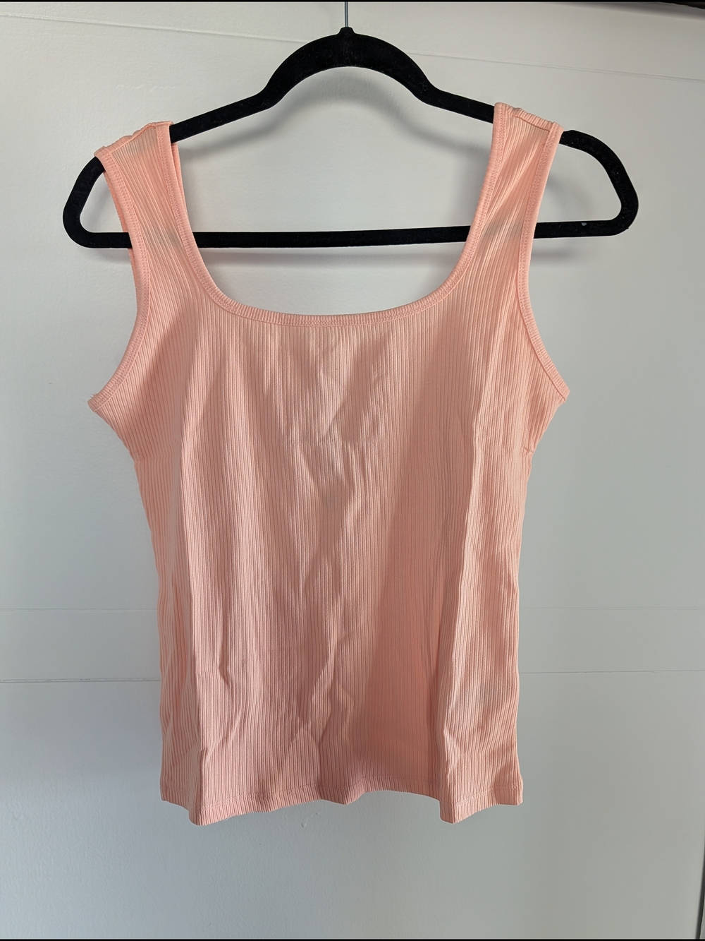 NIA Ribbed Scoop Tank Top - Peach